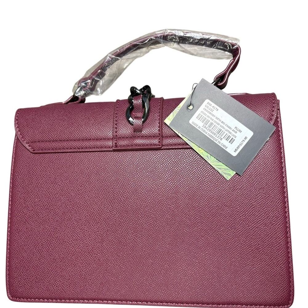 NWT Stunning Badgley Mischka Plum Vegan Leather Handbag - Picture 2 of 8